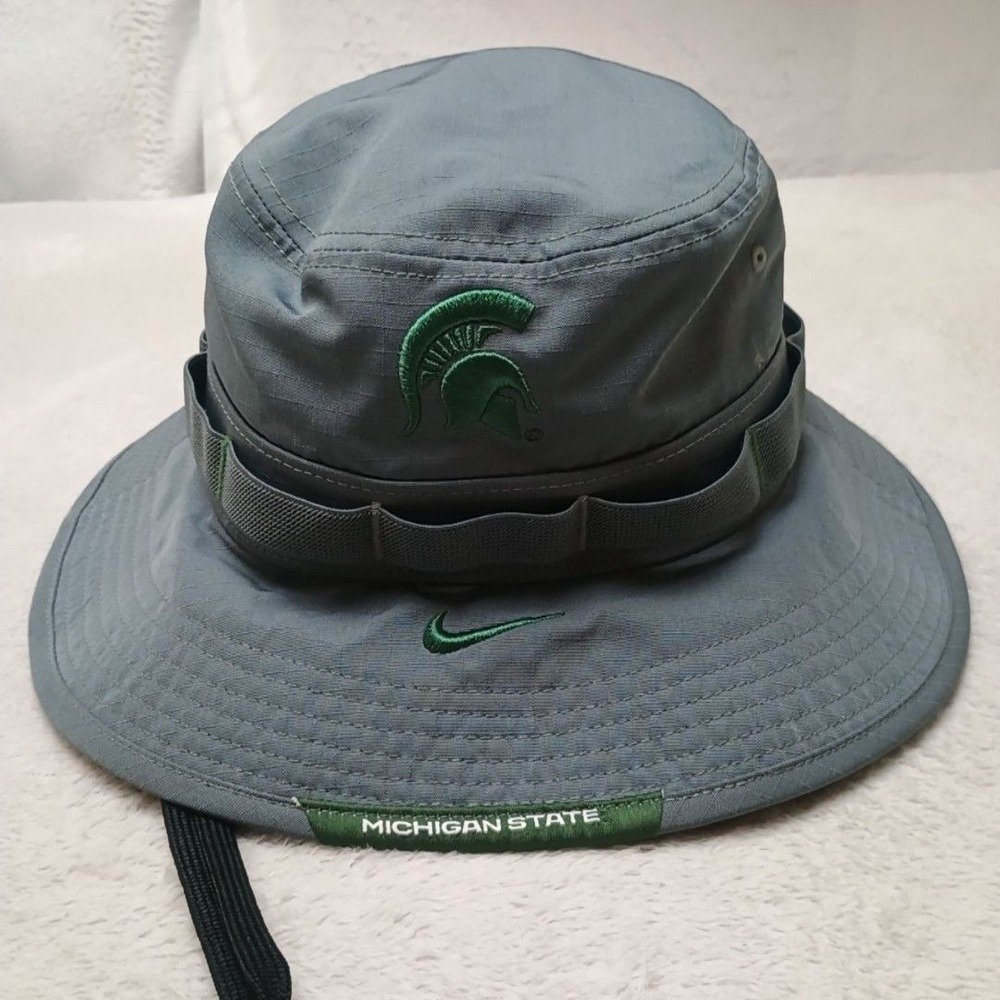 Nike Michigan State Spartans Hat Cap Boonie Men M/L Gray Dri-FIT Football NCAA